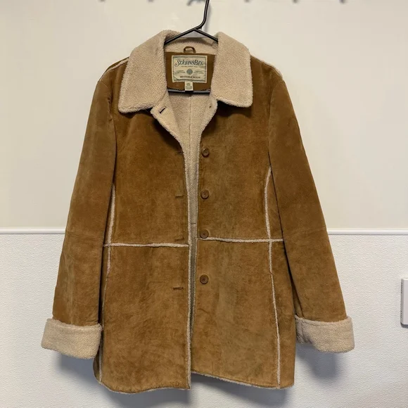 St Johns Bay Coat Women’s L Washable Suede Sherpa Lined Faux Shearling Vintage - Picture 9 of 16